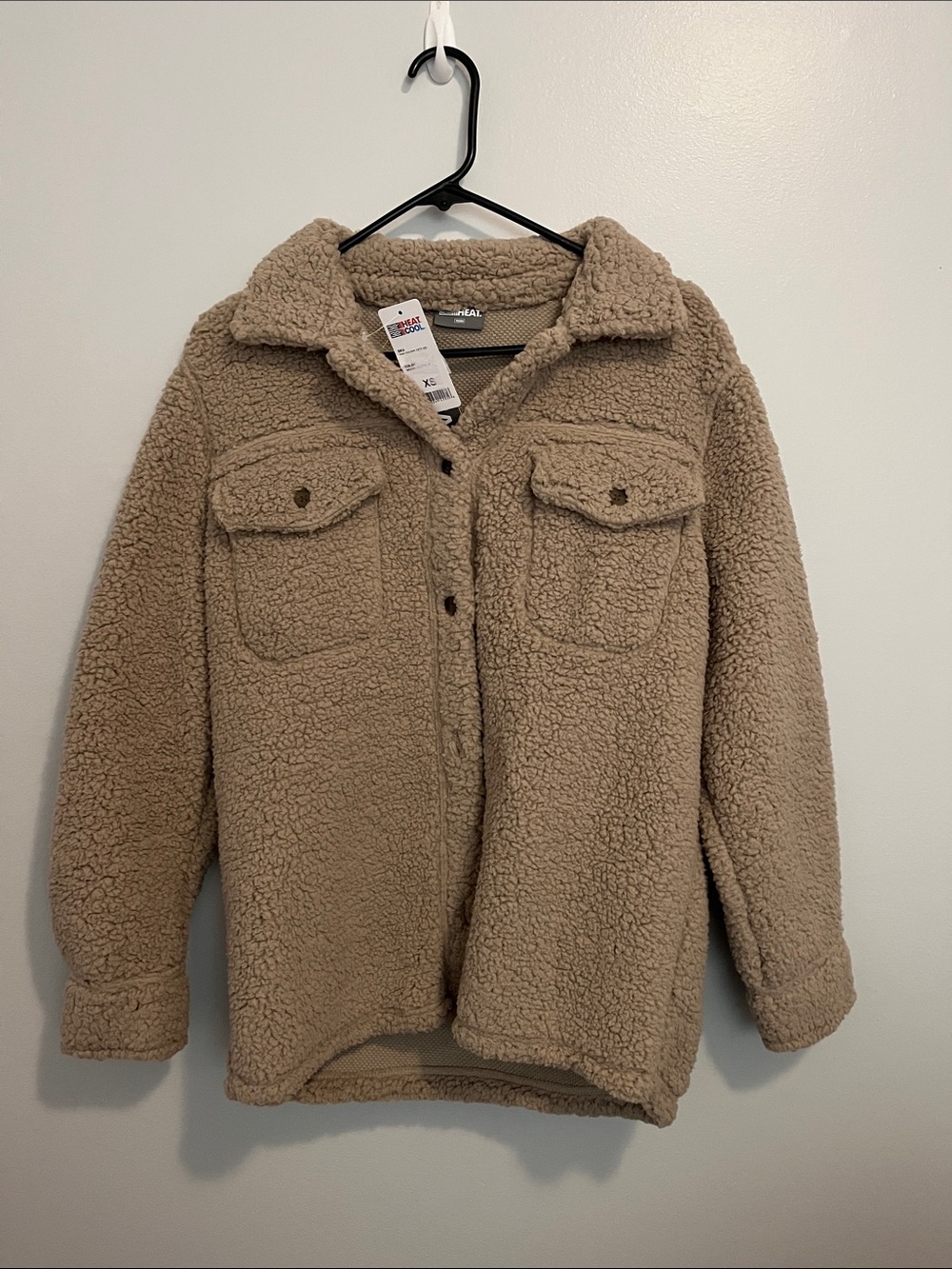 32 Degrees Taupe Teddy Sherpa Shacket Jacket
